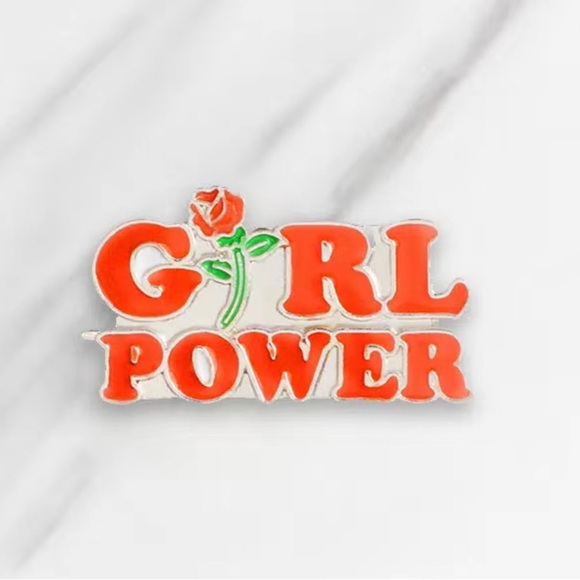 Girl Power x feminist Mental Health Matters colorful enamel cartoon pin lapel - Picture 2 of 11